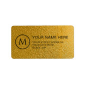 Luxury Gold Pattern Custom Monogram Address Label ラベル (正面)