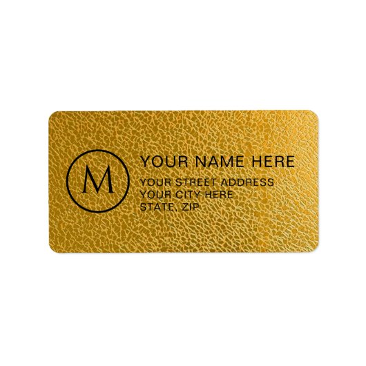 Luxury Gold Pattern Custom Monogram Address Label ラベル (正面)