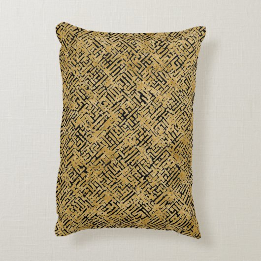 Luxury Gold Pattern ,Gold Black アクセントクッション (裏面(縦))