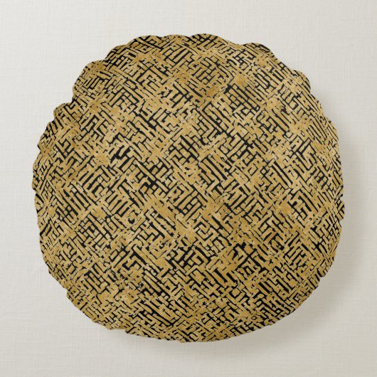 Luxury Gold Pattern ,Gold Black ラウンドクッション (正面)