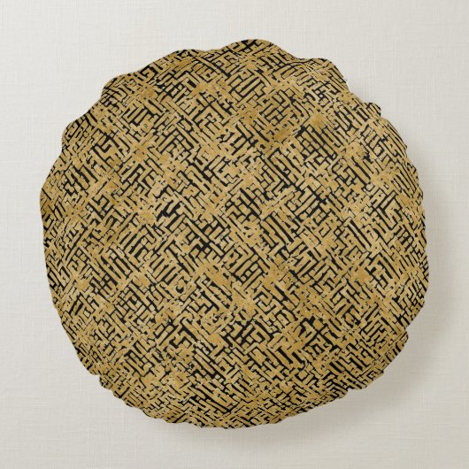 Luxury Gold Pattern ,Gold Black ラウンドクッション (裏面)