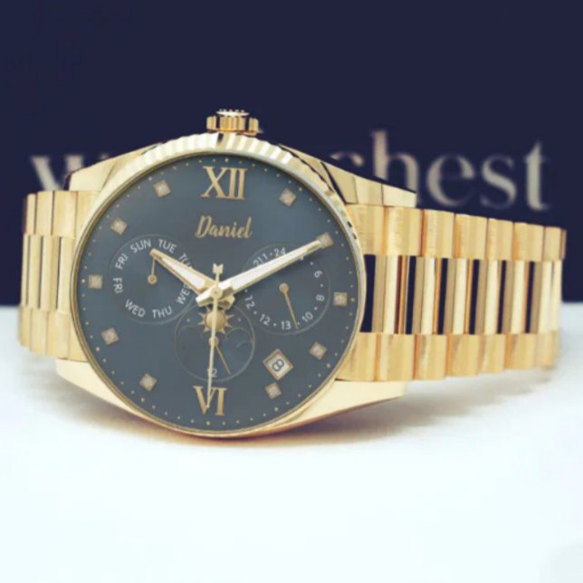 Luxury Gold  Personalized with Name & Date 腕時計 (クリエイターアップロード済み)