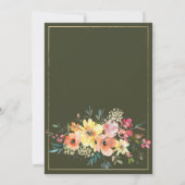 Luxury gold pink orange floral theme Thank You 招待状 (裏面)