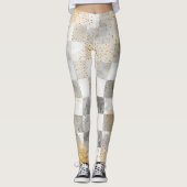 Luxury,Gold Pixels and Chessboard Leggings レギンス (正面)