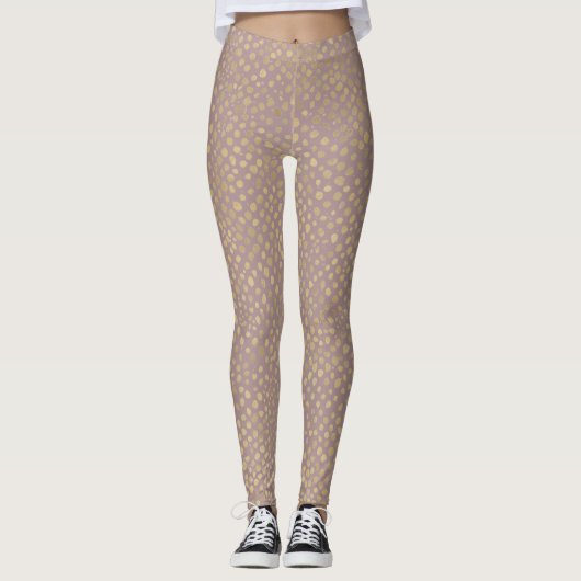 Luxury Gold pixels and Rose Gold Leggings レギンス (正面)