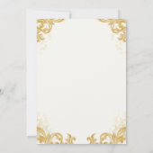 Luxury Gold Ribbon & Bow Elegant Wedding Invite 招待状 (裏面)