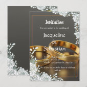 Luxury Gold Rings Wedding Invitation 招待状 (正面/裏面)