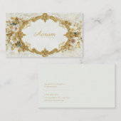 Luxury Gold Rococo Frame White Floral Victorian 名刺 (正面/裏面)