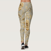 Luxury, Gold Roses and Taupe Beige Leggings レギンス (裏面)
