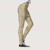 Luxury, Gold Roses and Taupe Beige Leggings レギンス (右)