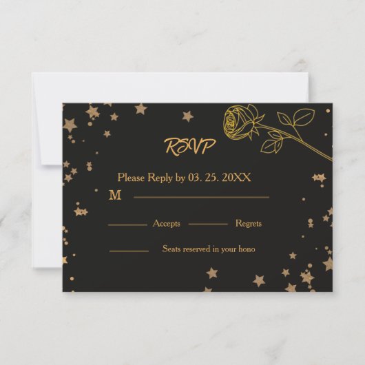 Luxury Gold RSVP Wedding Card (正面)