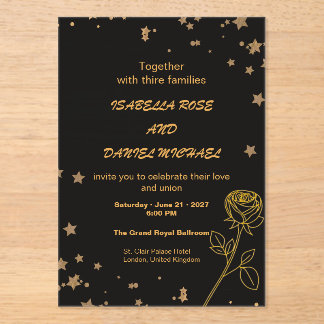 Luxury Gold Save the Date Wedding Card アクリル招待状