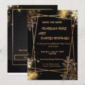 Luxury Gold Save the Date Wedding Card セーブザデート (正面/裏面)