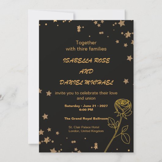 Luxury Gold Save the Date Wedding Card 招待状 (正面)