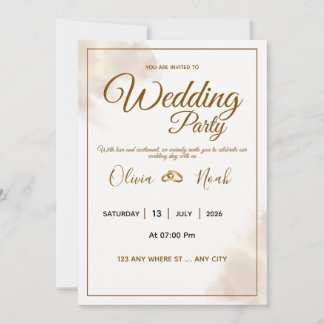 Luxury Gold Script Wedding Invitation 招待状
