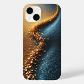 Luxury Gold Sequin River on Blue Glitter Sand Abst Case-Mate iPhoneケース (裏面)
