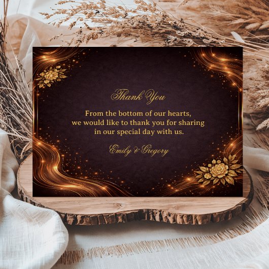 Luxury Gold Sparkle Wave サンキューカード