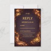 Luxury Gold Sparkle Wave 出欠カード (正面)