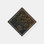 Luxury Gold Star & Snowflake Christmas Dinner スタンダードカクテルナプキン (角)