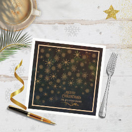 Luxury Gold Star & Snowflake Christmas Dinner スタンダードカクテルナプキン