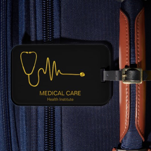 Luxury Gold Stethoscope ECG Wave EKG Line Medical ラゲッジタグ (正面インサイチュ4)