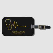 Luxury Gold Stethoscope ECG Wave EKG Line Medical ラゲッジタグ (正面横)