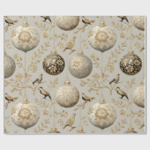 Luxury Gold & Taupe Bird Ornament ラッピングペーパー (フラット)