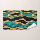 Luxury Gold Teal Tiger Stripe Pattern バスタオルセット (ハンドタオル)