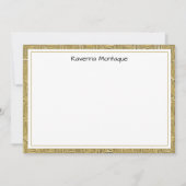 Luxury Gold Texture Border Black Name Script ノートカード (正面)
