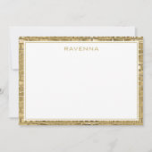 Luxury Gold Texture Border Elegant Name Script ノートカード (正面)