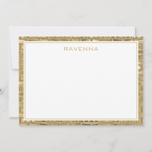 Luxury Gold Texture Border Elegant Name Script ノートカード (正面)
