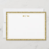 Luxury Gold Texture Border Simple Initial Script ノートカード (正面)
