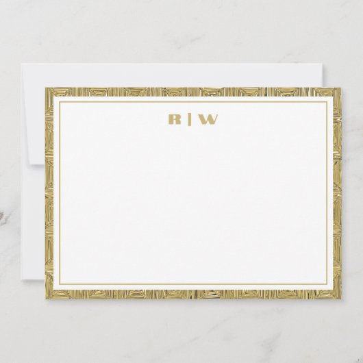 Luxury Gold Texture Border Simple Initial Script ノートカード (正面)