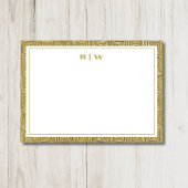 Luxury Gold Texture Border Simple Initial Script ノートカード