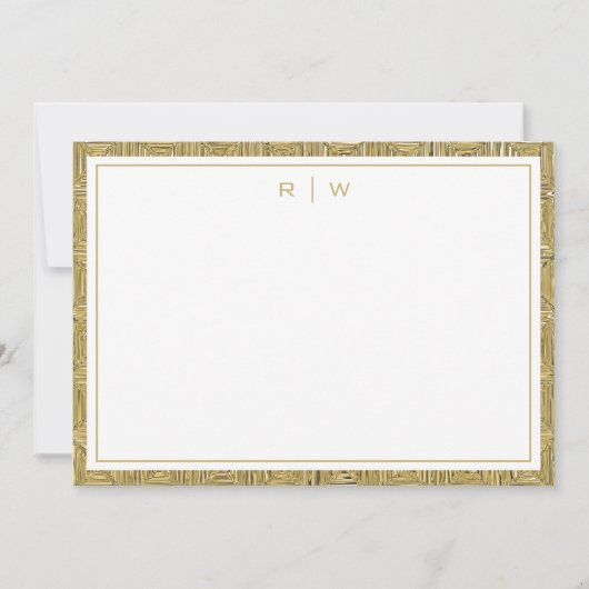 Luxury Gold Texture Border Simple Initial Script ノートカード (正面)