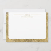 Luxury Gold Texture Lined Name Three Monogram ノートカード (正面)