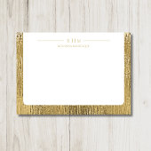 Luxury Gold Texture Lined Name Three Monogram ノートカード
