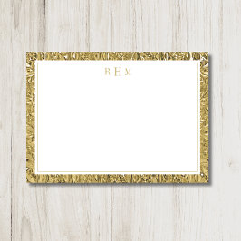 Luxury Gold Texture Two Border Three Monogram ノートカード
