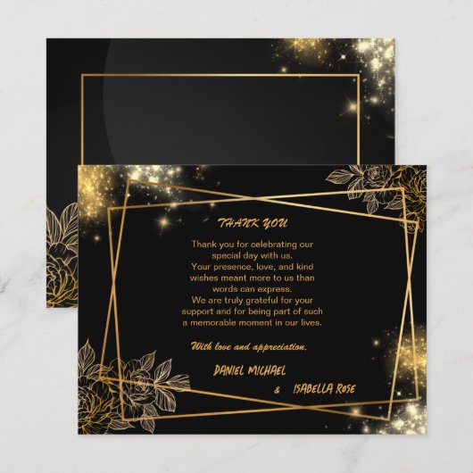 Luxury Gold THANK YOU Wedding Card (正面/裏面)