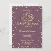 Luxury Gold Tiara Diamonds Princess Sweet 16 招待状 (正面)