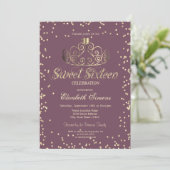 Luxury Gold Tiara Diamonds Princess Sweet 16 招待状 (スタンド正面)