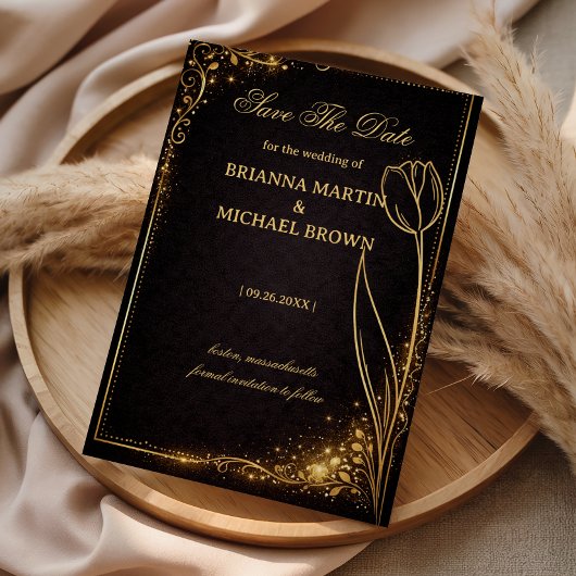 Luxury Gold Tulip Sparkle セーブザデート