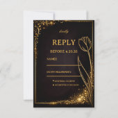 Luxury Gold Tulip Sparkle 出欠カード (正面)