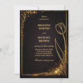 Luxury Gold Tulip Sparkle 招待状 (正面)