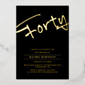 Luxury Gold Typography 40tH Birthday Party Real 箔招待状 (正面)