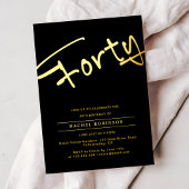 Luxury Gold Typography 40tH Birthday Party Real 箔招待状