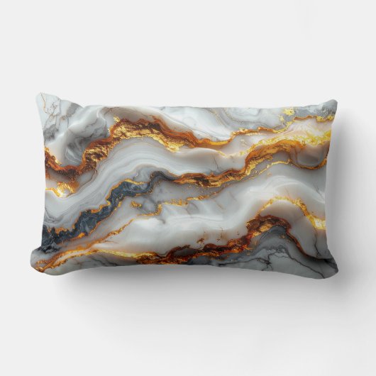 Luxury Gold Vein Marble Pillow ランバークッション (正面)