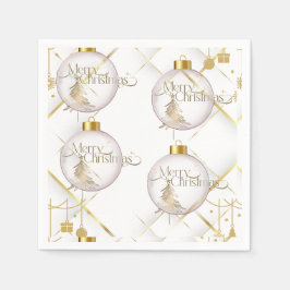 Luxury Gold & White Christmas Bauble スタンダードカクテルナプキン