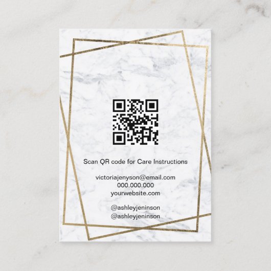 Luxury Gold White Marble QR code Earring Display 名刺 (裏面)