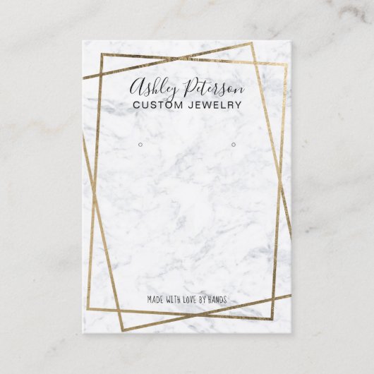 Luxury Gold White Marble QR code Earring Display 名刺 (正面)